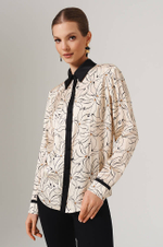 23109 Блузка женская (кремово-черный принт)