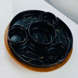 Lenardi 118-138 Менажница 30,5см MULTICOLOR на подставке в под.уп.(х4)Фарфор