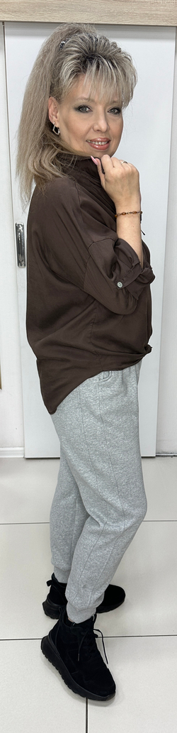 Шоколадного цвета коттоновая рубашка