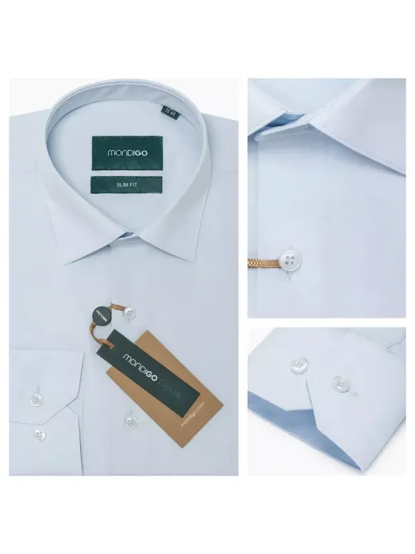 Рубашка приталенная SLIM FIT с длинным рукавом, светло-голубая