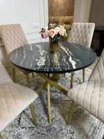 Круглый раздвижной стол "Луанда" и стулья "Бентли" бежевые