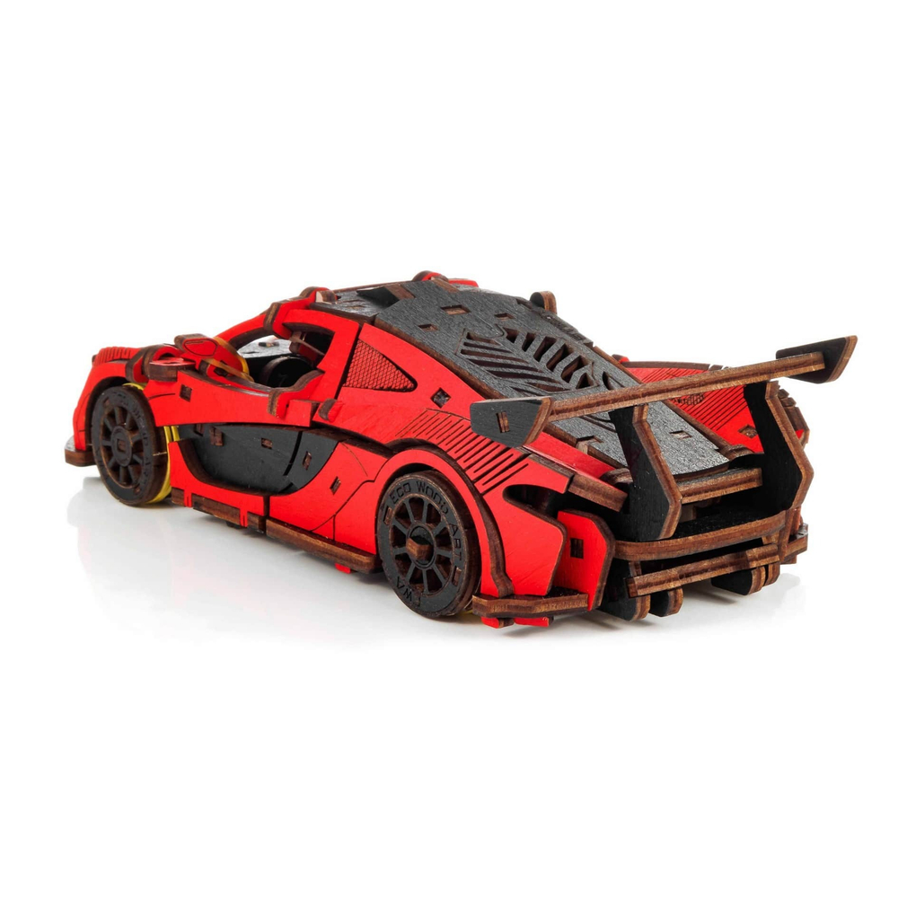 Деревянный конструктор Гоночный автомобиль (красный) (EWA), сборная модель