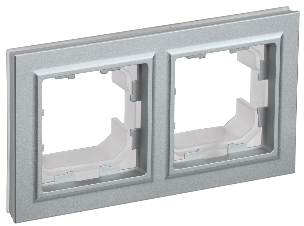 BRITE Рамка 2-местная IP44 РУ-2-БрА-44 алюминий IEK