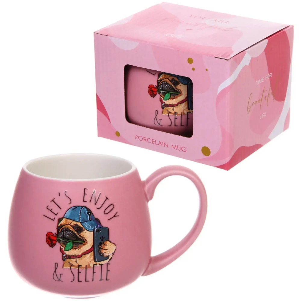 Кружка керамическая 400мл «Милый мопс» в подарочной коробке