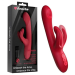 Красный вибратор-кролик 25см с боковой пульсацией и подвижными лепестками Amovibe Trio Bliss G-spot Tapping Vibrator with Clit Massaging & Vibration