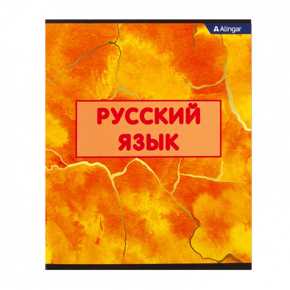 Тетрадь предметная "Русский язык" А5 36л., линия, со справочным материалом, скрепка, мелованный картон (стандарт), блок офсет, Alingar "Мрамор"