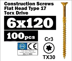 Конструкционный саморез по дереву 6х120 потай, (100 шт)