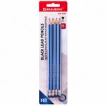 Набор карандашей чернографитных BRAUBERG "GX-100" 4 шт., HB, с ластиком, корпус синий, 181721