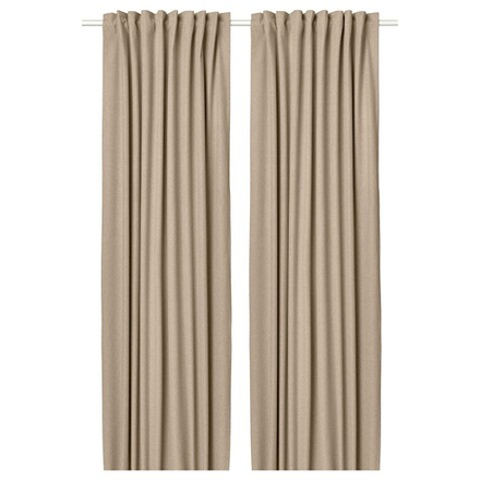 IKEA ROSENMANDEL  (ИКЕА РОСЕНМАНДЕЛ)  -  Шторы, 1 пара, на ленте/желто-бежевые, 135x300 см