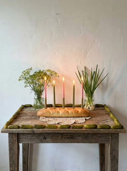 Свеча из коллекции "Пять вечеров" розовый/хаки