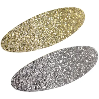 Заколка-автомат для волос «AKS - DesignPRO», овал, цвет золото и хром, 8*3см