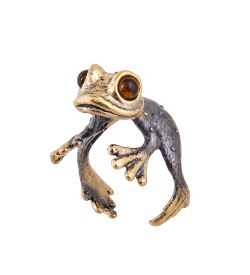 AM-3727 Кольцо «Лягушка Амазонская» (латунь, янтарь)
