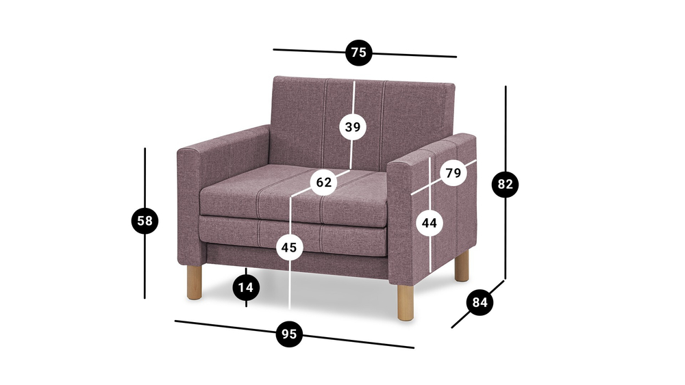 Кресло-кровать Уют Лайт Strong Plus 05 95*84*82 см, Розовый Рогожка Выкатной Фиеста