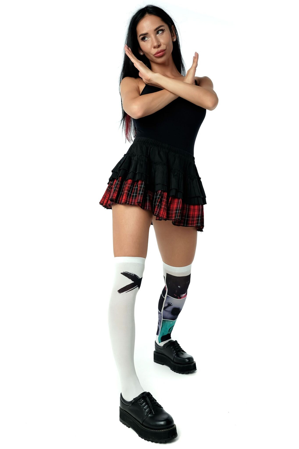 Белые гольфы с пугающим принтом (Цвет: белый)