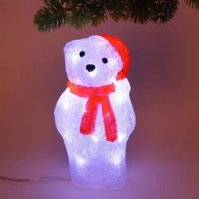 Фигура светодиодная «Мишка в колпачке» 14*10*24 см, 20 ламп LED, (авторежим), 220V, Белый