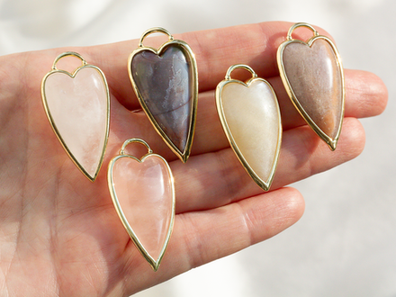 Подвеска "Сердце" 37,5мм, из белого кварца