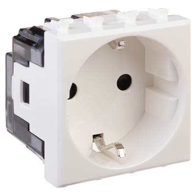 Розетка модульная, 2P+E, с з/ш, "Avanti", "Белое облако", 2 модуля