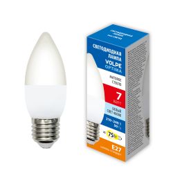 LED-C37-7W-4000K-E27-FR-SLS Лампа светодиодная. Форма свеча. матовая. Белый свет 4000K. ТМ Volpe