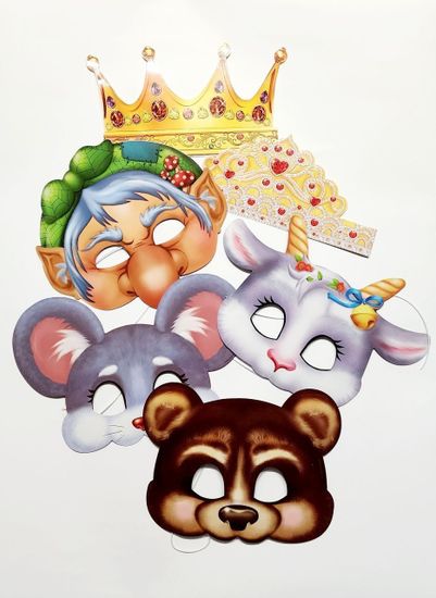 Набор масок для проведения детского праздника "Сказки", 5 сказок