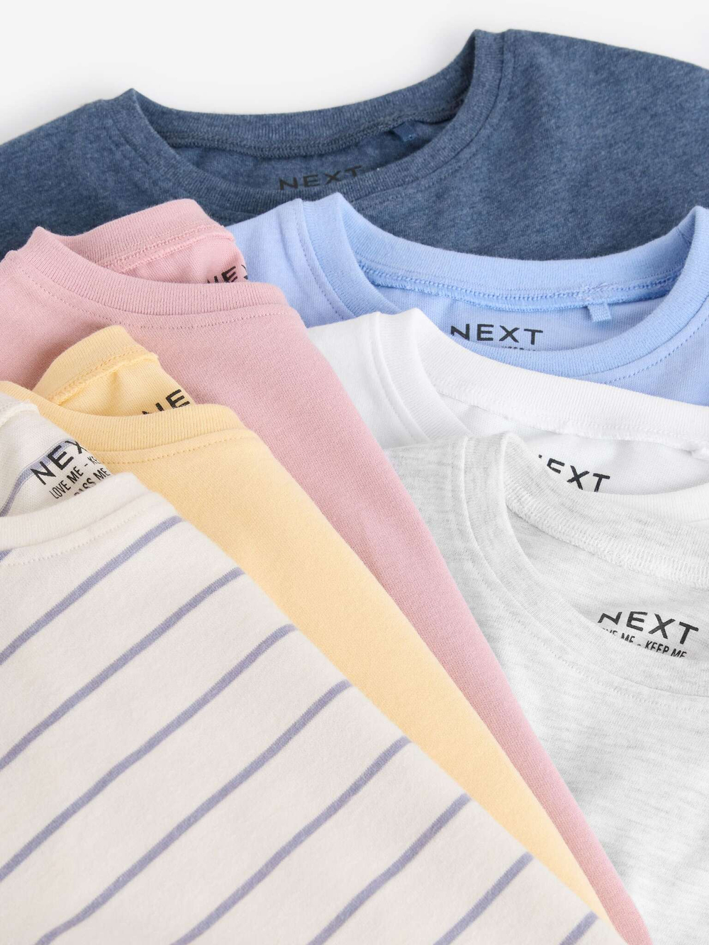 Лонгслив для девочки Next E65-392, 7 шт., Молочный, Синий, Розовый
