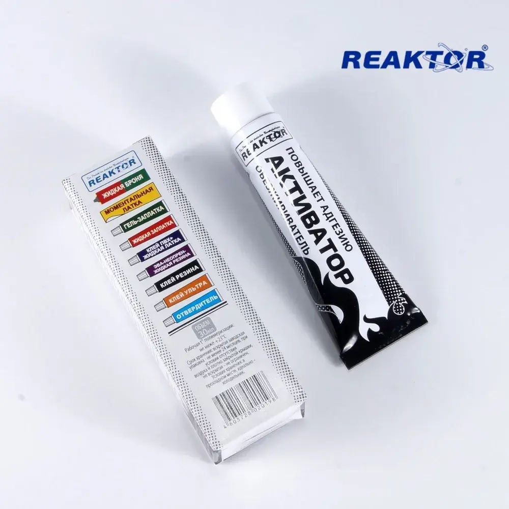 Активатор-обезжириватель клея ПВХ REAKTOR (улучшает адгезию, ускоряет полимеризацию) 30мл.