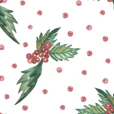 Watercolor hand painted nature winter holiday seamless pattern with red holly berries and green leaves bouquet for new year and christmas print design