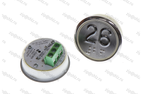 Кнопка (кнопочный модуль) EA2406S-D-R "26 этаж", круглая, динамическая красная подсветка, Брайль