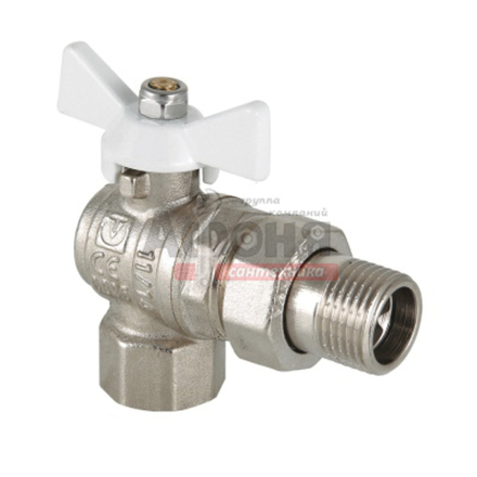Кран шаровой VALTEC 1/2" г/ш баб американка углов. (бел. руч.)  (VT.228.NW.04)