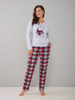 Пижама с брюками КБ-004П/серый-синекраснаяклетка