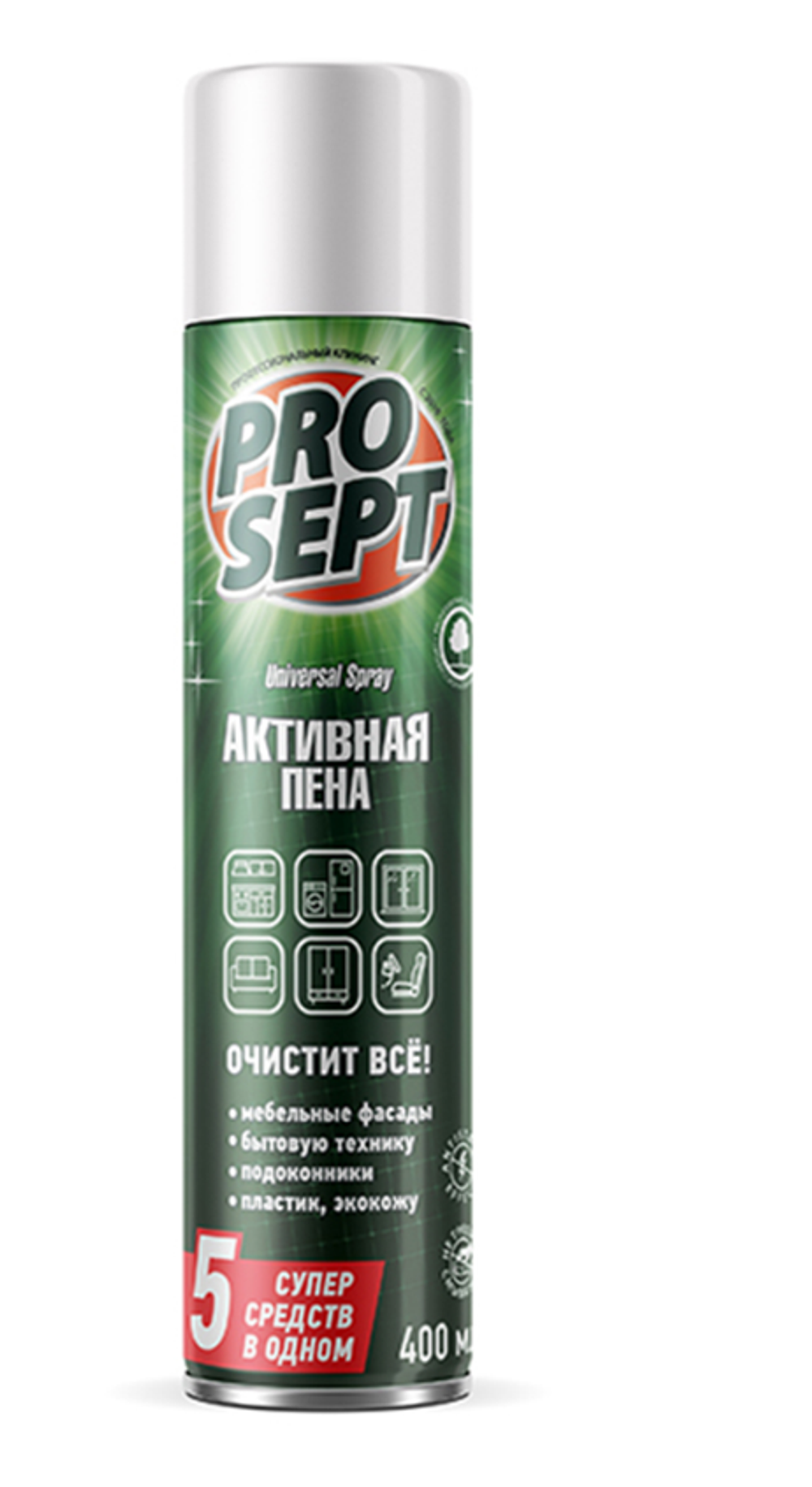 Универсальное чистящее средство 5 в 1 Prosept Universal Spray Активная пена, аэрозоль, 400 мл