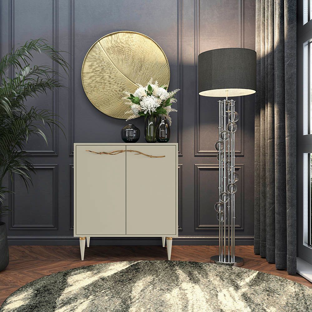 Комод Арт Колор matte Классик Голд с 2 полками Серый шелк матовый