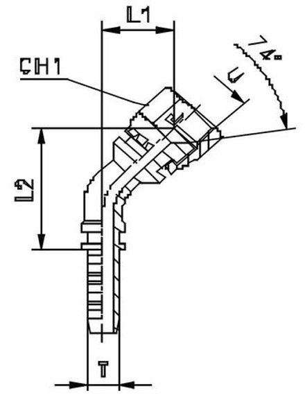 Фитинг DN 12 JIC (Г) 3/4 (45) CAST