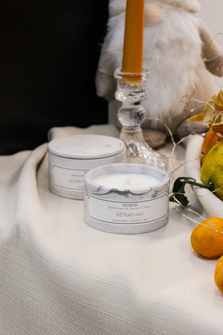 Свеча Белый чай, гипс, 80 / 200 мл.