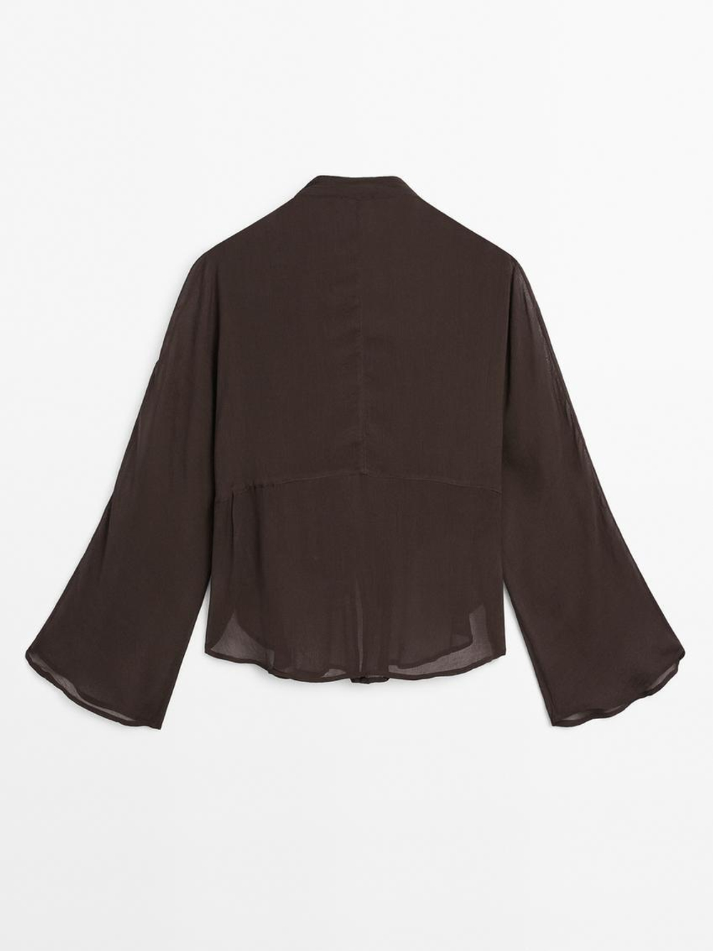 Massimo Dutti Рубашка с воланами, баклажанный