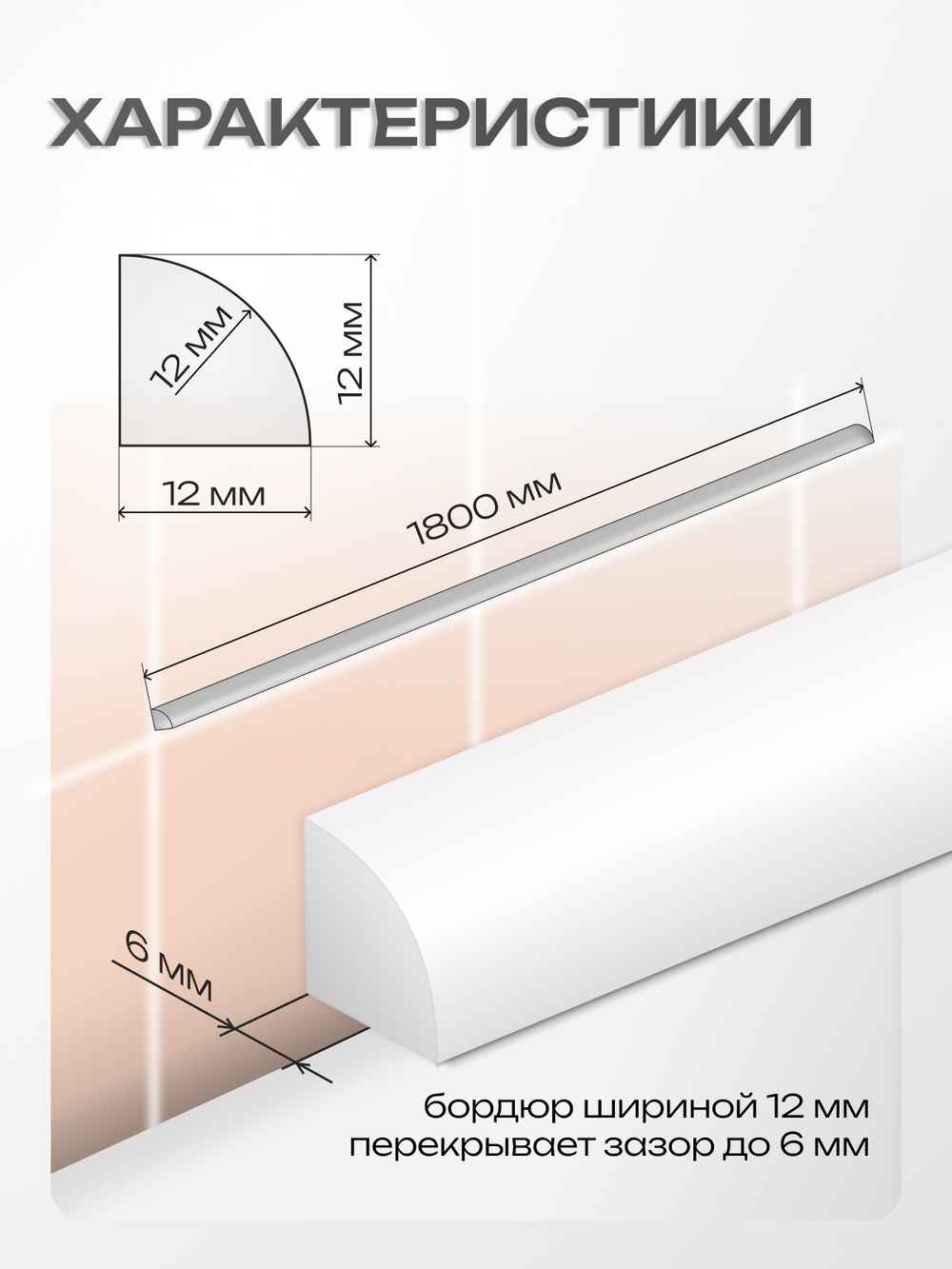 Бордюр акриловый Серия R12 -12*1800