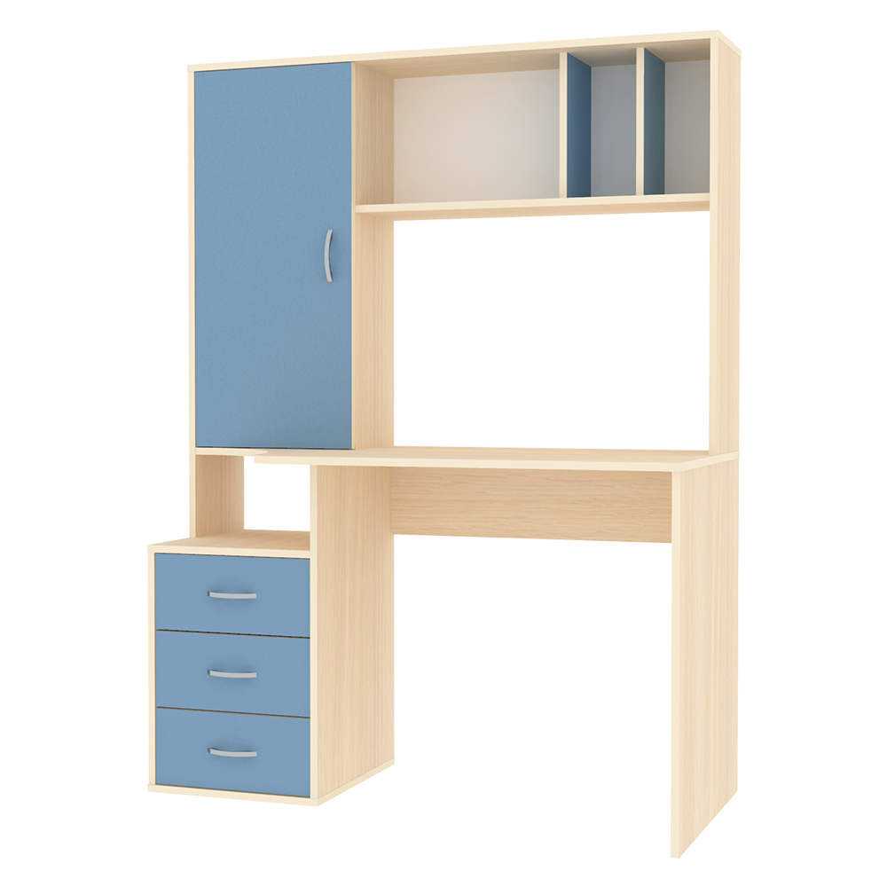 Стол компьютерный КарИВи Сокол  Дуб Молочный Светло-синий, голубой