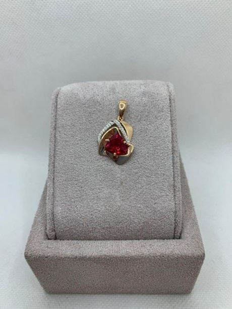 Подвеска из золота 585 пробы с Фианит и Рубином