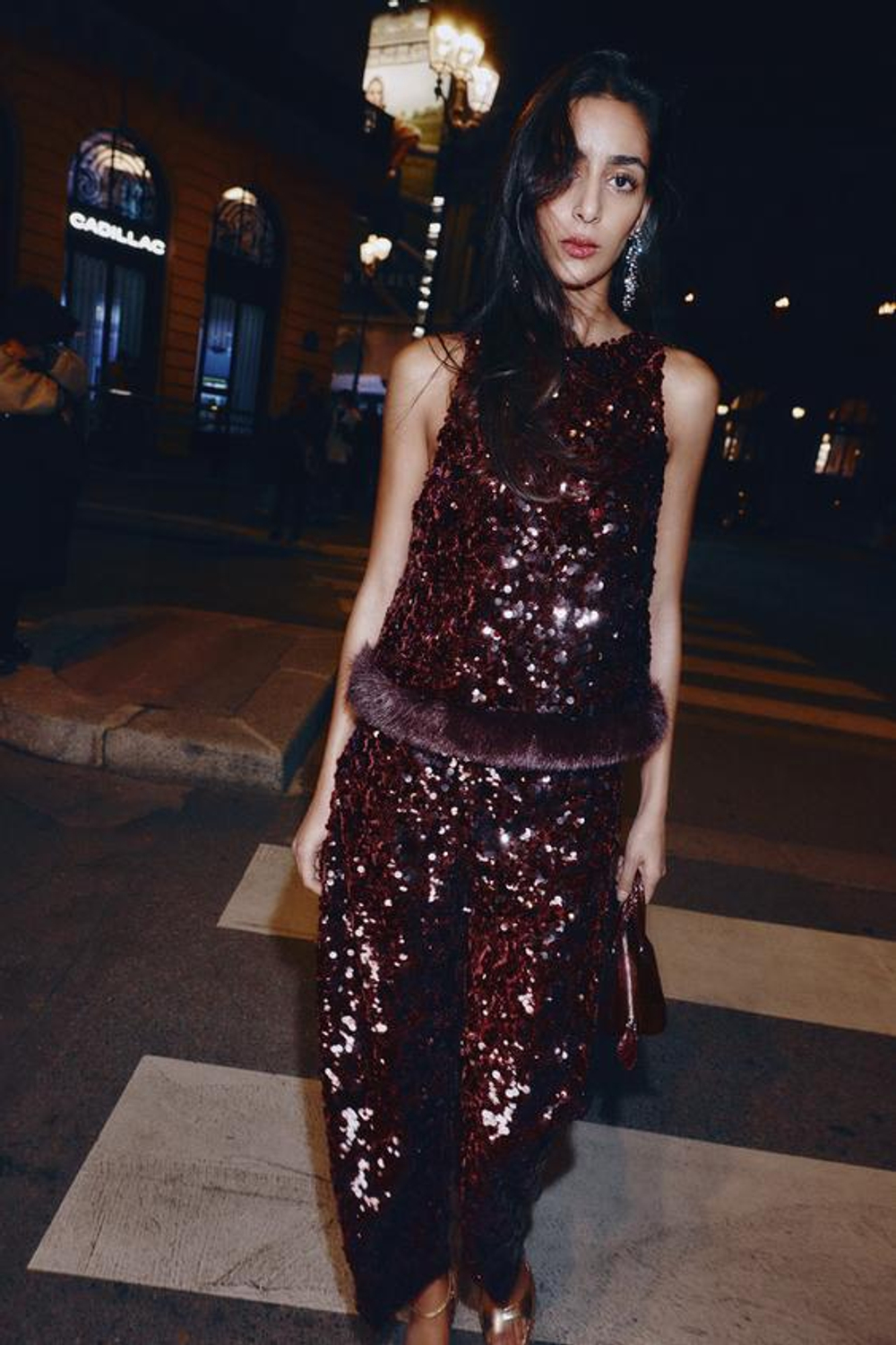 ZARA БРЮКИ BARREL С ПАЙЕТКАМИ, БУРГУНДИ