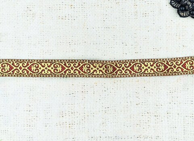 Тесьма жаккард, ш. 2 см, бордовый с золотом