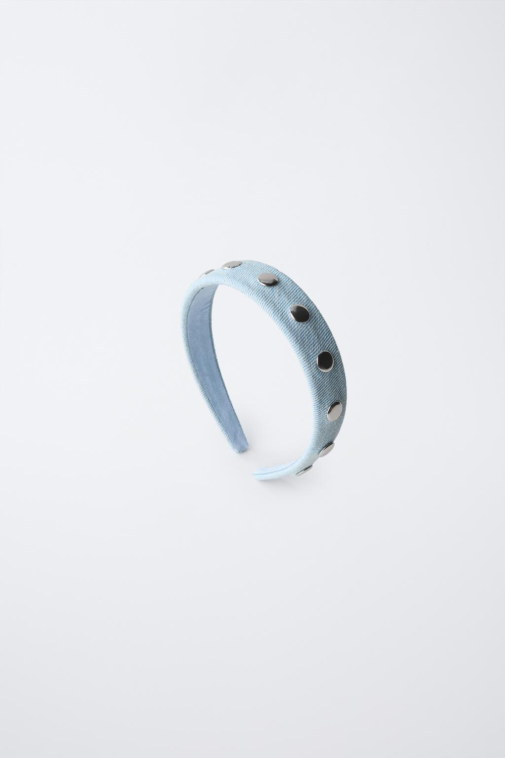 ZARA ДЖИНСОВЫЙ ОБОДОК С ЗАКЛЕПКАМИ, ГОЛУБОЙ