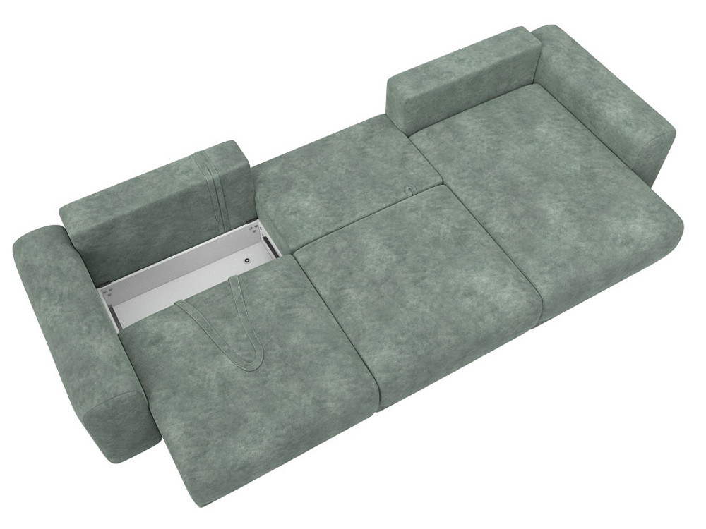 Диван угловой Лига-056 НПБ Лонг угол универсальный ВЕЛЮР BRUT 08 зеленый