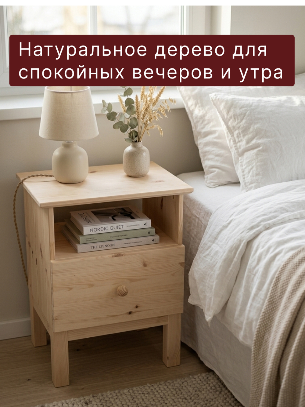 Тумба прикроватная, 48х39х62, Тарва, напольная, столик прикроватный, в спальню, массив сосны, Ikea