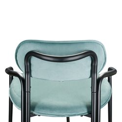 Стул полубарный Ror, Round, велюр, черный/светло-бирюзовый