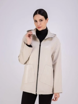 Куртка женская из натуральной кожи с капюшоном Турция