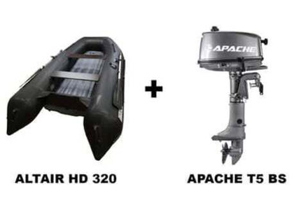Лодка ПВХ ALTAIR HD 320 НДНД КАРБОН + 2х-тактный лодочный мотор APACHE T5 BS