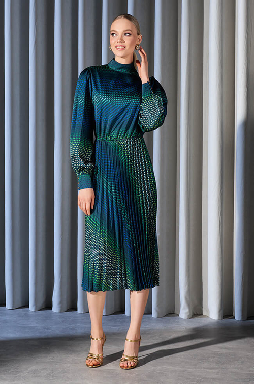 51518 Платье женское (сине-зеленый принт)