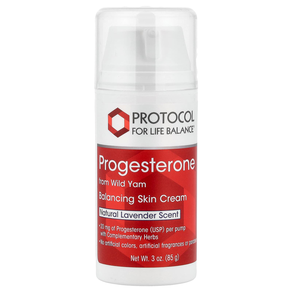 Protocol for Life Balance, Прогестерон из дикого ямса, балансирующий крем для кожи, с натуральной лавандой, 85 г (3 унции)