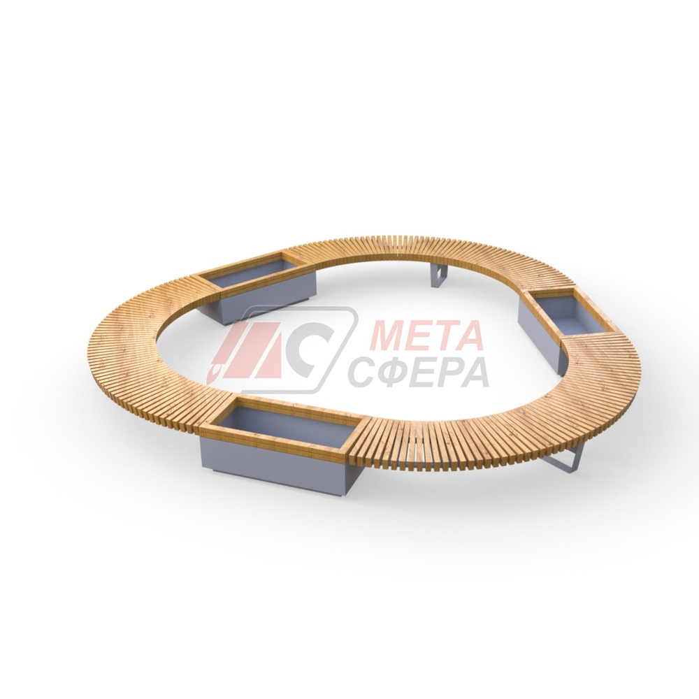 Лавка Rail Road 02 с 3-мя вазонами