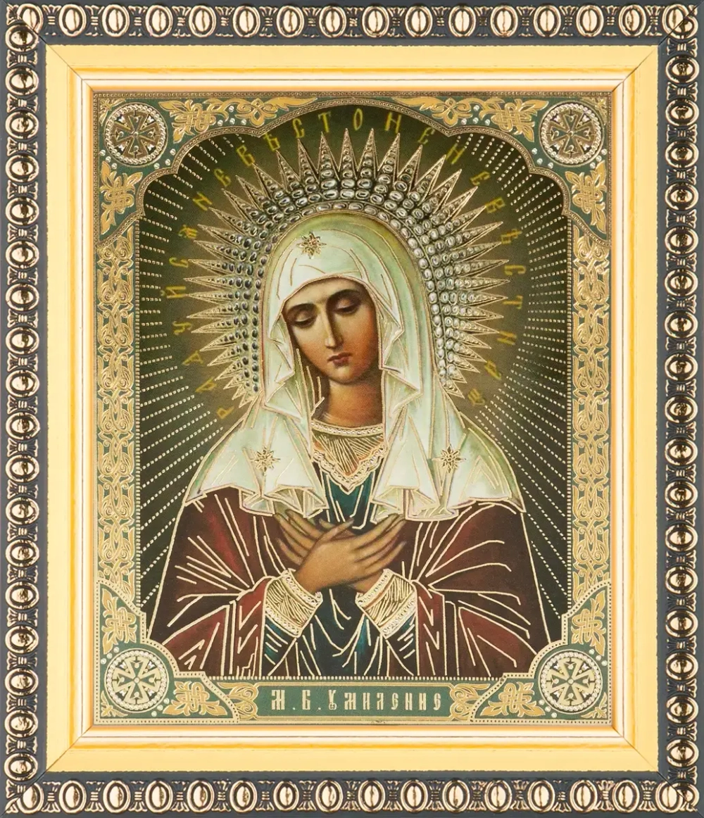 Икона БМ "Умиление", вид 2, 10х12 в раме 13х15