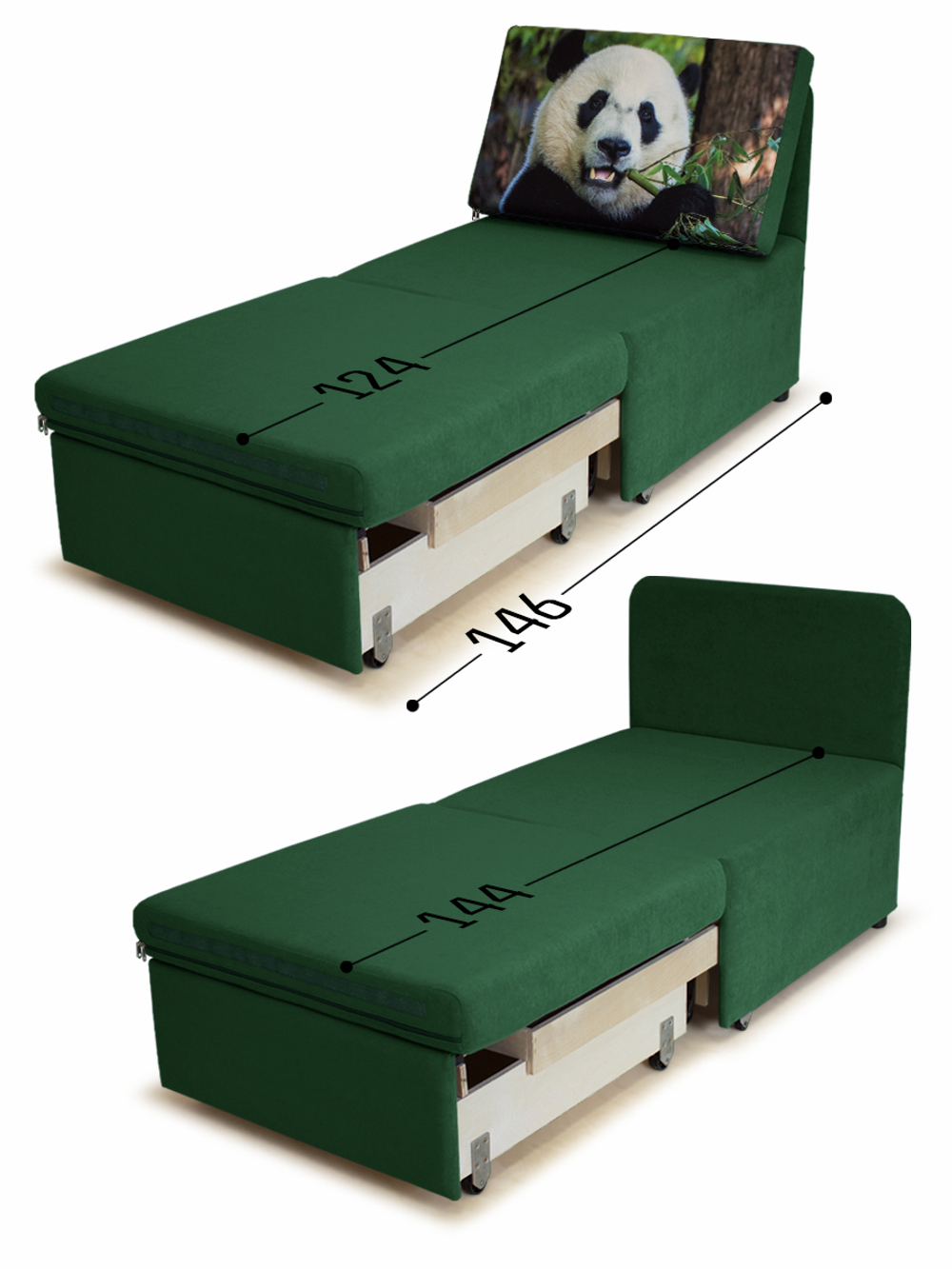 Кресло-кровать "Миник" 70 см, купон Панда
